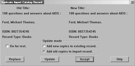 Duplicate import catalog record