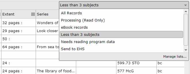 List filter dropdown List filter dropdown