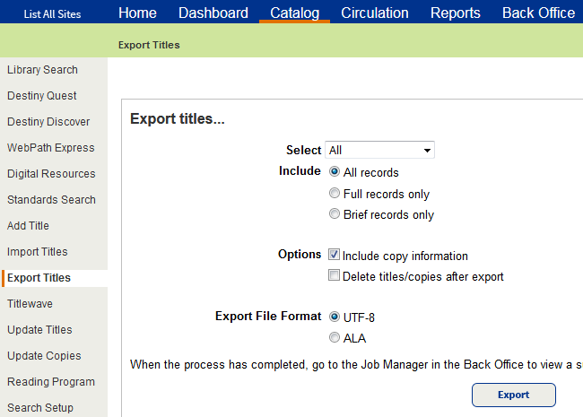 Destiny Export