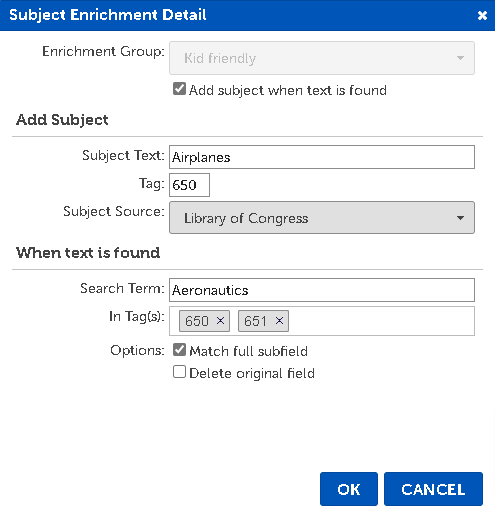 Subject Enrichment Detail